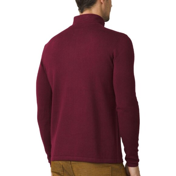 Prana Holberg Maroon Pullover 1/4 Zip Long Sleeve Sweater - Picture 6 of 11